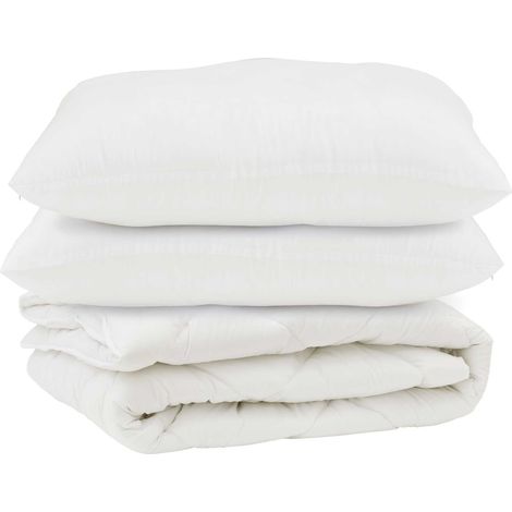 Couette avec oreiller 3 pcs Blanc Microfibre (1/5)