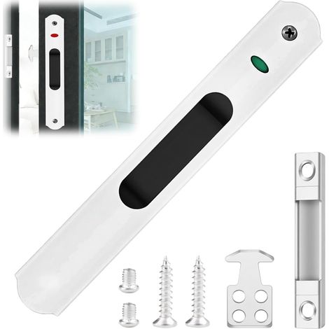 Serrure de Porte Coulissante,Porte Coulissante Fenêtre Crochet en Acier Inoxydable,Verrou de Porte Coulissante, Pour La Maison Serrure porte Vitree Coulissante Fermeture, Blanc