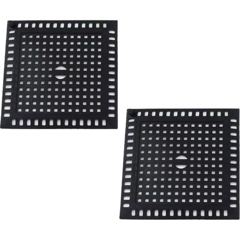 Set di 2 filtri quadrati per scarico doccia, 12,3 x 12,3 cm, in acciaio inox nero, adatti per bagni e cucine. (1/5)