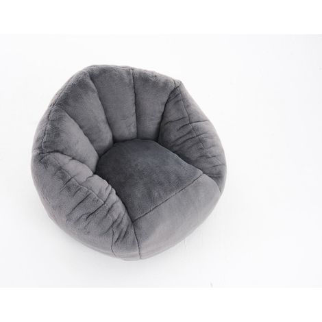 Puf infantil de peluche suave gris claro 75x70x52 cm de poliéster HOMVRA (1/4)