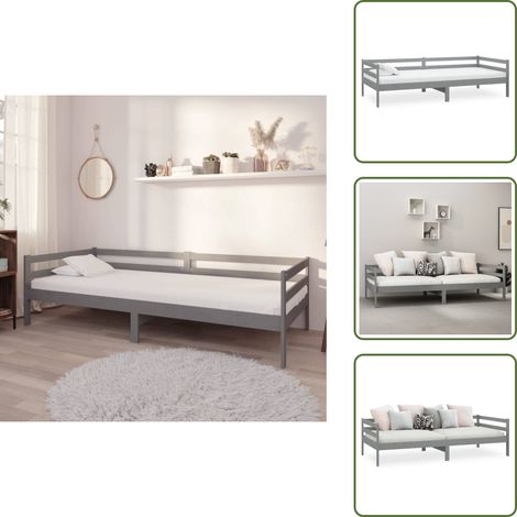 Letto in legno - vidaXL Dormeuse Grigia in Legno Massello di Pino 90x200 cm - Divano letto in pino