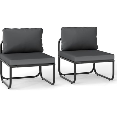 COSTWAY Patio Chairs Set of 2 Outdoor Chairs with Removable Cushions-Grey (1/5)