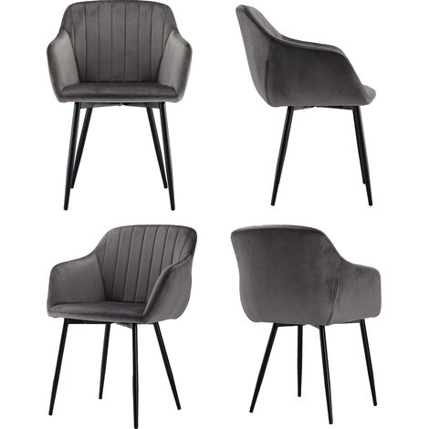 Goeurvant Minimalistische Esszimmerstühle mit breiter Sitzfläche und ergonomischen Armlehnen, Kombination aus Komfort und Eleganz - 4er Set - Dunkelgrau