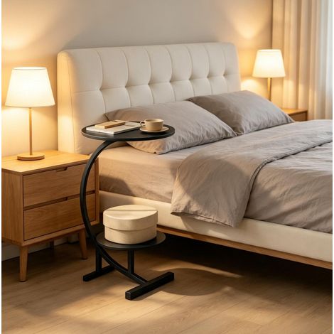 Tavolino rotondo Ø40/30 x 66 cm in MDF E1 e metallo nero HAVRYA (1/5)