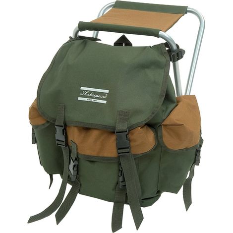 Shakespeare Sgabello pieghevole con zaino, colore: marrone/verde, 100 kg