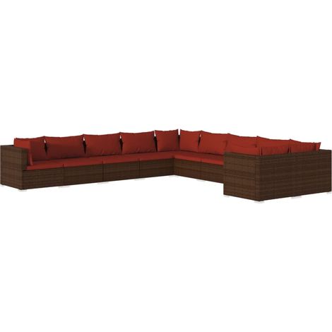 Maison Exclusive - 10-tlg. Garten-Lounge-Set mit Kissen Poly Ratt (1/5)
