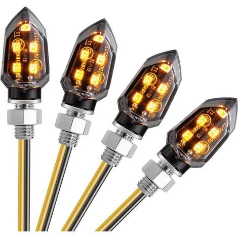 Clignotant Moto LED, 4Pcs Mini Indicateurs de Moto, 12V Homologué Universel Clignotant Universel pour Quad Scooter Cruiser Off Road - Transparent (1/5)