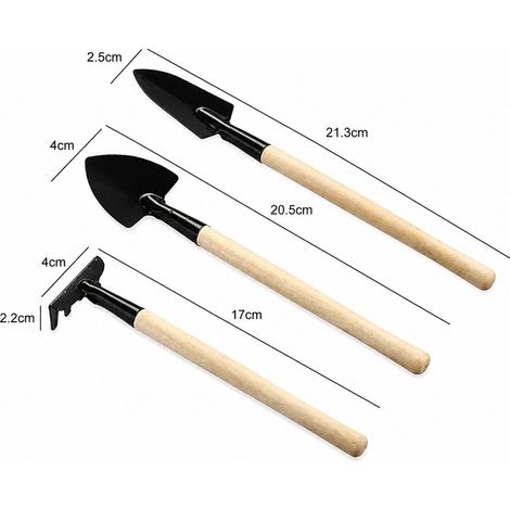 Outils Jardinage 3 Pièces Rateau Pelle Bêche Fer Poignée Fine Plantation (1/4)