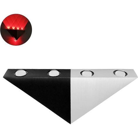 Lámpara de pared atractiva, de alto brillo, ligera, con forma de triángulo 3D, ideal para pasillos y decoración del hogar (roja).