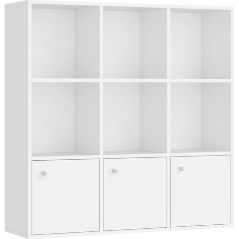 Vasagle – Bibliothèque blanche nuage 3 niveaux – 3 placards – Dimensions 29 x 97,5 x 97,5 cm – Panneau d'aggloméré E1 – Kit anti-basculement inclus
