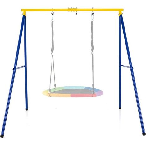 Kit portique balançoire métal avec 4 piquets et 2 mousquetons pour fauteuil suspendu, structure en A robuste 250 kg (1/5)