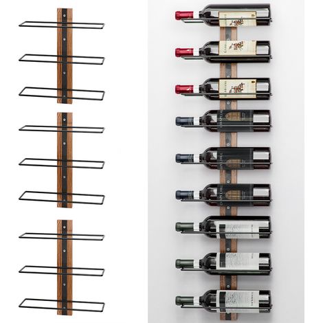 Set 3 Stand Portabottiglie da Muro Scaffale per Bottiglie Cantinetta Bar da Vino