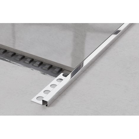 Profilo angolare Q universale in acciaio inossidabile per piastrelle 1cm x 270cm - Argento lucido