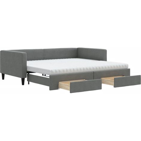 Maison Exclusive - Divano Letto Estraibile Cassetti Grigio Scuro 100x200cm Tessuto
