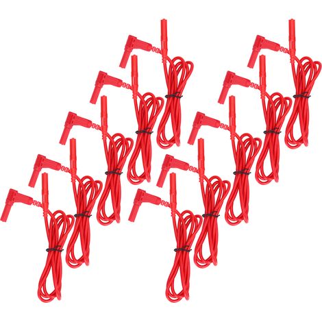 Câbles de test multimètre J.70018, pointes de touche 4mm mâle-mâle, connexion en Y interchangeable, lot de 10 pièces, rouge. (1/5)