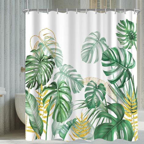 Duschvorhang 200x200 Polyester Goldrandige Bambusblätter 200 x 200 cm (1/5)