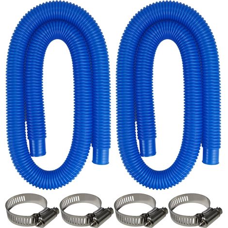 Set mit 2 Ersatzschläuchen für Poolpumpen, Ersatzschlauch für oberirdische Poolfilter, kompatibel mit den Intex-Filterpumpen 607 und 637, mit 4 Metallclips (blau)