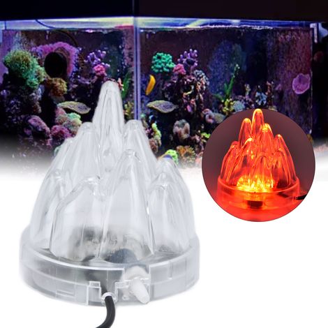 Éclairage décoratif pour aquarium (norme européenne 110-240 V) : lampe LED sept couleurs, éclairage de plongée, éclairage volcan, disque à air, bulle ronde, coquillage blanc, lumière rouge. (1/5)