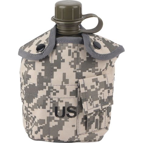 Sac à dos camouflage extérieur vert armée, gourde isotherme en aluminium avec boîte à lunch, ensemble randonnée voyage (1/5)