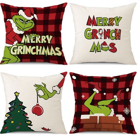 Juego de 18 fundas de almohada de lino con motivos navideños, cojín de 45,7 cm, decoración para el salón. (1/5)