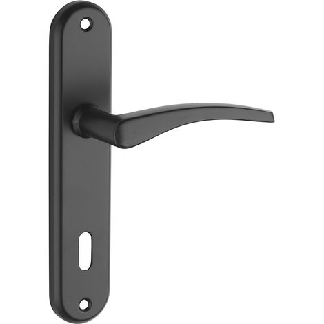 Thirard – Ensemble de poignées de porte Vesta – Aluminium embouti noir – Entr'axes 165mm, carré 7mm – Pour portes de chambre (1/5)