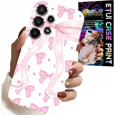 Custodia per Samsung Galaxy A32 4G - custodia con nastri rosa e motivi alla moda (1/5)