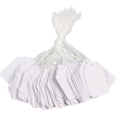 500 Pièces - Étiquettes de prix - Étiquette suspendue - Met Touwtje - Étiquettes - Étiquettes cadeau - 4.52.8cm - Wit - Papier - Étiquette de prix - Étiquette suspendue - Voor Bijoux Vêtements Magasin (1/5)