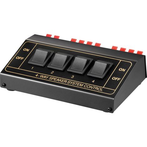 Commutateur audio 4 canaux – Entrée et sortie terminal à vis – Boîte de commutation pour système audio – Goobay (1/3)