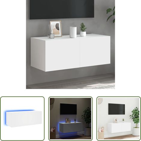 LED-Leuchten -  TV-Wandschrank mit LED-Leuchten Weiß 80x35x31 cm (1/5)