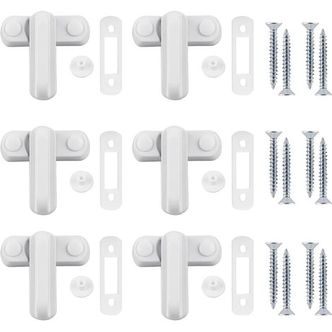 Zusätzliche Fensterverriegelung, 6 Tür- und Fensterverriegelungen aus Aluminiumlegierung mit 12 Schrauben, Haussicherheit, Kindersicherung, Weiß (1/5)
