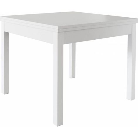 Kit table pliante cm 90/180x90x79h finition frene blanc avec bord ABS et pieds en hetre