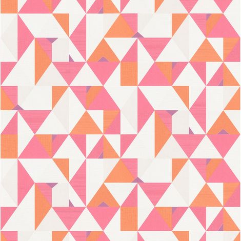 BRICOFLOR Papier Peint forme géométrique orange et rose Papier Peint graphique pour cuisine, salon & plus Tapisserie intissée (1/4)