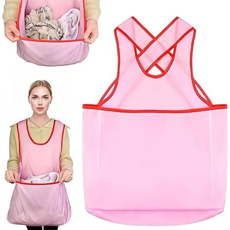 Grembiule da lavanderia con ampie tasche, rosa, in tessuto Oxford.