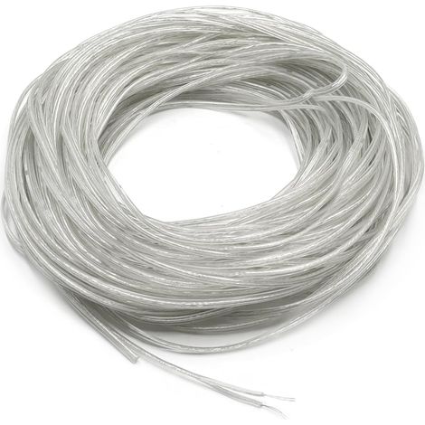 30M Fil Électrique Transparent 2 Noyau Câble Électrique Flexible Transparent 28AWG Plat Fil Électrique PVC Diamètre 1,6×3,2mm Pour Petits Appareils Électroménagers de Faible Consommation (1/5)
