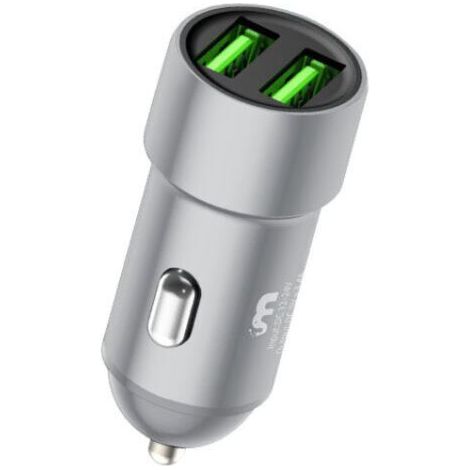 Chargeur pour électroportatif Chargeur de voiture Chargeur de voiture en métal USB double port (Argent)