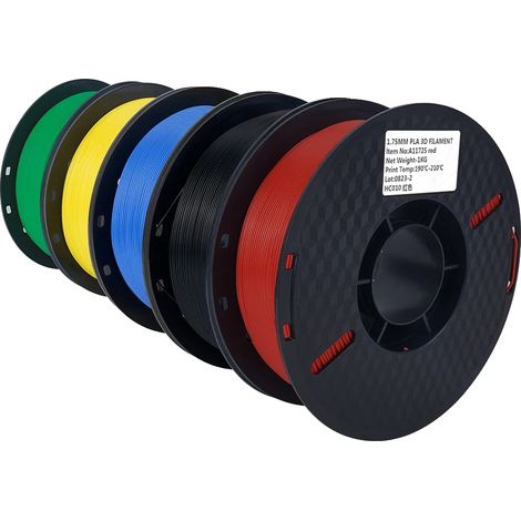 Filamento per stampante 3D, diametro 1,75 mm, finitura lucida, 5 kg, colori misti. (1/2)
