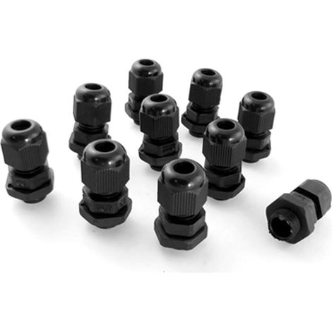 10pcs Presse-étoupes Joints étanches en plastique noir PG7