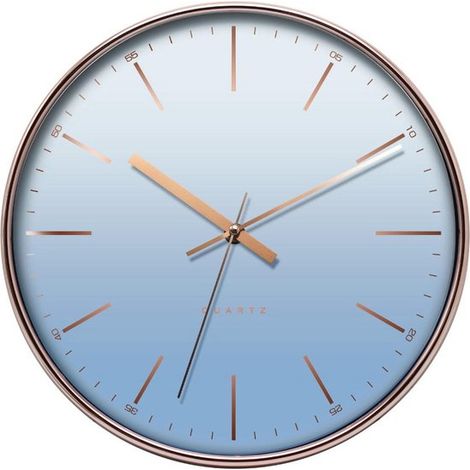 Horloge murale de luxe bleu clair LW Collection 30 cm - Horloge murale - Horloge - Horloge de cuisine - Petite horloge - Mouvement silencieux - Convient pour le bureau, le couloir, la cuisine ou le sa