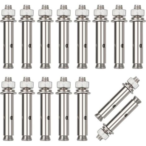 Lot de 15 vis d'expansion inoxydable M8x60mm – Acier inoxydable 304 – Charge lourde jusqu'à 26 kg – Pour béton et maçonnerie (1/5)