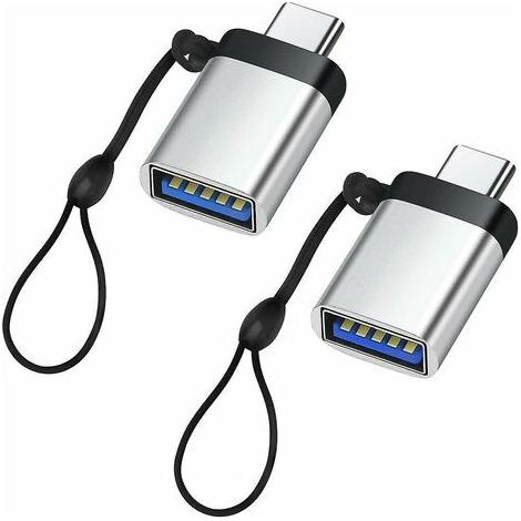 Adaptateur USB C vers USB 3.0 (Pack de 2), Adaptateur USB C Mâle vers USB 3.0 Femelle Compatible avec Téléphone, Ordinateur Portable, PC (Argent) (1/4)