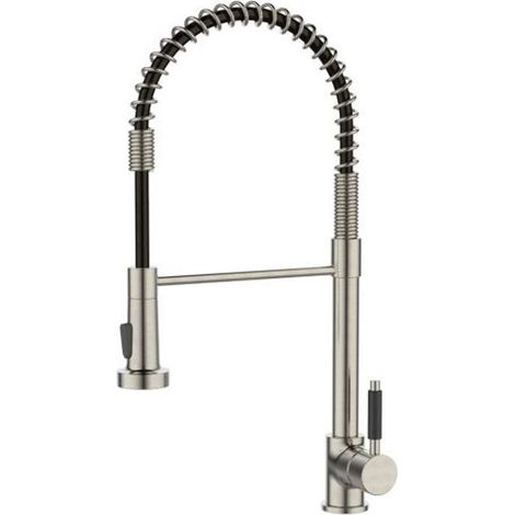 Alveus Urban - Miscelatore lavello con braccio flessibile e doccetta, acciaio inox/nero opaco 1150886