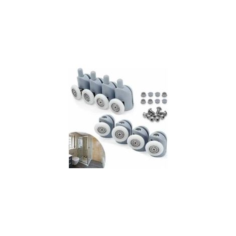 Lot de 8 Roulettes Coulissantes Porte, 23mm Galet Rouleau Roulette Roue pour Cabine Salle de Bain - Crezuo (1/4)