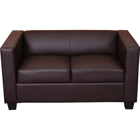 [NON UTILIZZATO] Divano sofa 2 posti lounge moderno elegante serie Lille M65 75x137x70cm ecopelle marrone (1/5)