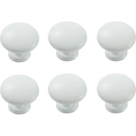 Poignées de tiroir rondes en aluminium, poignées de placard de cuisine modernes et minimalistes, poignées de commode, poignées de placard, blanches, lot de 6 (1/4)