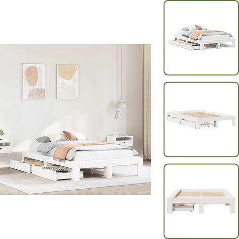 Letto con ruote - vidaXL Giroletto senza Materasso Bianco 120x190 cm Legno Massello Pino - Letto con piedini