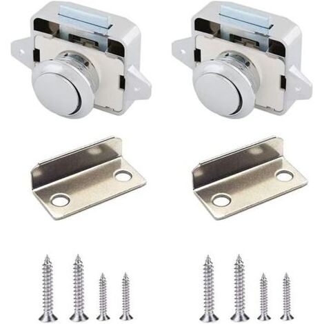 2 Pieces Verrouillage De La PoignÉE À Bouton, Loquet À Bouton-Poussoir, Verrouillage De Porte Poussoir, Sans ClÉ Loquet De Bouton De Porte De Placard Pour Porte, Armoire, VR, Yacht (Chrome) (1/5)