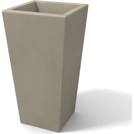 Vaso moderno rettangolare in resina mod. Egizio Liscio h 65 tortora