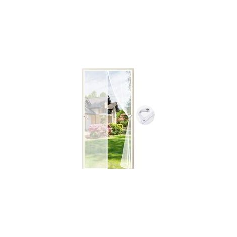 Mosquitera para puerta, 90 x 210 cm, cortina magnética con cierre automático, mosquitera para puertas de balcón y sala de estar, instalación sin necesidad de taladrar (blanca).