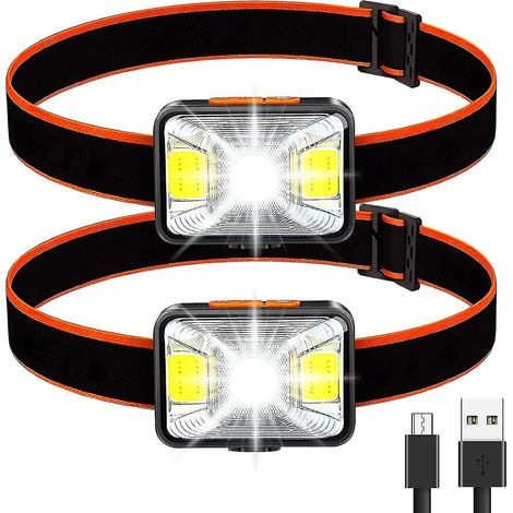 Lampe frontale puissante, lampe frontale LED rechargeable par USB, 5 modes d'éclairage (1/5)