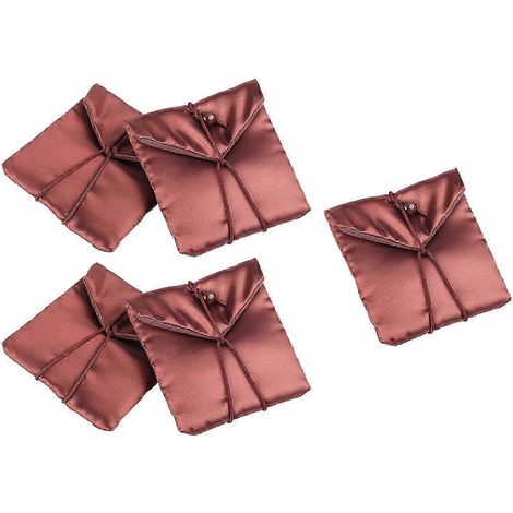 Lot de 5 pochettes cadeaux pour bijoux, multifonctionnelles, idéales pour ranger pendentifs, colliers et boucles d'oreilles.-Coffee (1/5)